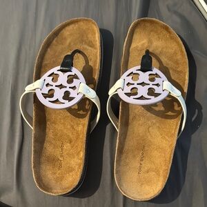 NWOT- Tory Burch Miller cloud sandal- lavender/black/ivory